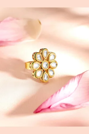 Priyaasi Gold Plated & Kundan Studded Finger Ring