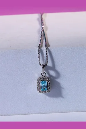 House of Pataudi 925 Sterling Silver Rhodium-Plated CZ Studded Pendant With Chain