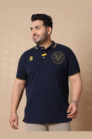 Bigbanana Plus Size Graphic Printed Polo Collar Bio Finish Pure Cotton T-shirt