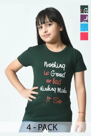 BAESD Girls Typography 4 Printed Slim Fit T-shirt