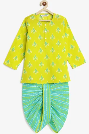 Campana Boys Ethnic Motifs Printed Pure Cotton Straight Kurta With Dhoti Pants