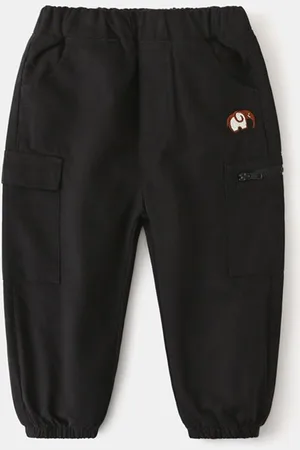 Stylecast Black Boys Mid-Rise Cargos Trousers