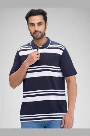 ColorPlus Striped Polo Collar Cotton Relaxed Fit T-shirt