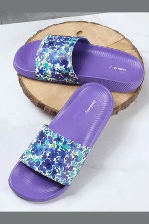 DressBerry Women Purple Printed Sliders