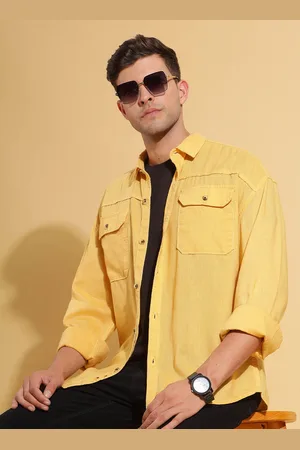 HERE&NOW Relaxed Fit Spread Collar Linen Blend Chest Pocket Casual Shirt