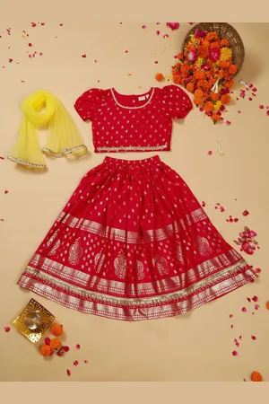 SAKA DESIGNS Girls Printed Ready to Wear Lehenga & Blouse With Dupatta