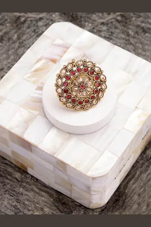 Anouk Gold-Plated AD-Studded Floral Shaped Finger Ring