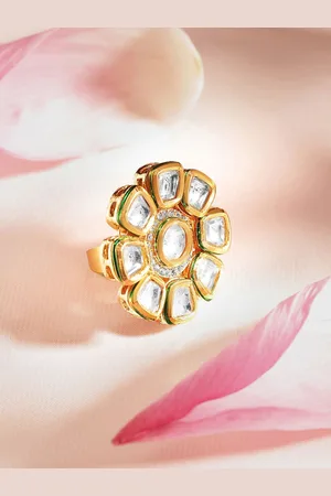 Priyaasi Gold-Plated Kundan Studded Adjustable Finger Ring