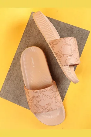 DressBerry Women Beige Printed Sliders