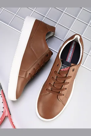 Mast & Harbour Men Tan Brown Round Toe Lightweight Sneakers