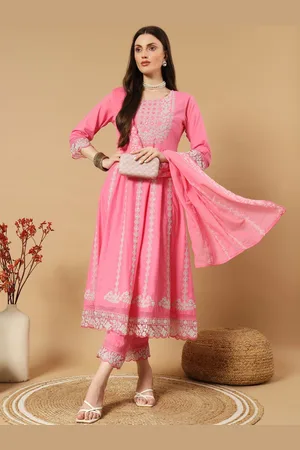 IkDaiya Women Ethnic Motifs Embroidered Regular Pure Cotton Kurta with Trousers & Dupatta