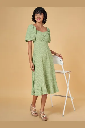 Pantaloons Puff Sleeve A-Line Midi Dress