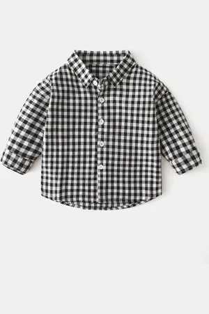 Stylecast Boys Spread Collar Gingham Checks Opaque Cotton Casual Shirt
