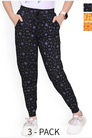 BAESD Girls Pack Of 3 Floral Printed Pure Cotton Joggers