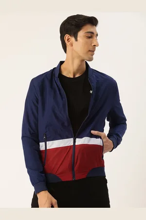 Flying Machine Men Navy Blue & Red Colourblocked Bomber Jacket