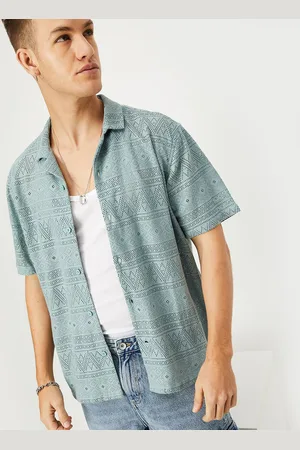 Max Collection URB_N Men Relaxed Fit Crochet Resort Shirt