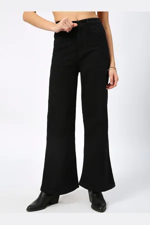 HJ HASASI Women Wide Leg High Rise Clean Look Stretchable Jeans