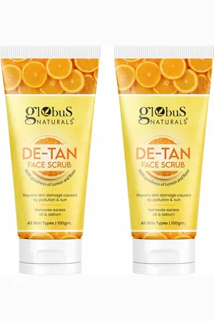 Globus Set of 2 De Tan Face Scrub with Lemon & Rose for Skin Damage - 100 g Each