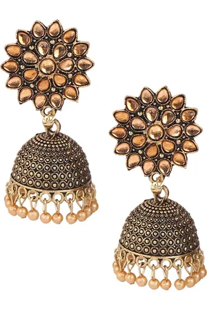 Keviv Kundan Gold Plated Jhumkas