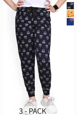 BAESD Girls Printed Pack Of 3 Cotton Joggers