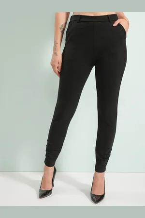 Tokyo Talkies Women Black Skinny Fit Mid-Rise Trousers