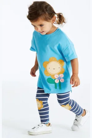 Stylecast Girls Printed Pure Cotton Top With Leggings