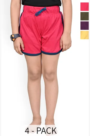 BAESD Girls Pack of 4 High-Rise Cotton Shorts