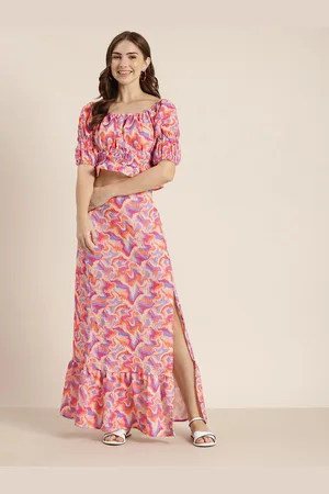 HERE&NOW Printed Top With Maxi Skirt Co-Ords Set