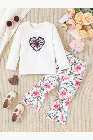 Stylecast White Girls Printed Top With Trousers