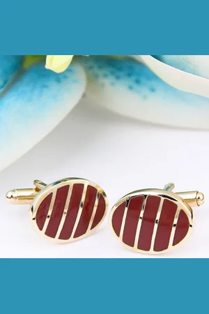Kavove Men Striped Cufflinks