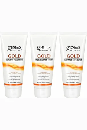 Globus Set of 3 Gold Radiance Face Scrub with Saffron & Liquorice - 100 g Each