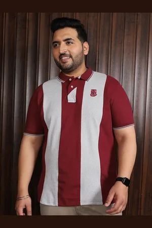 Bigbanana Plus Size Striped Polo Collar Bio Finish Cotton T-shirt