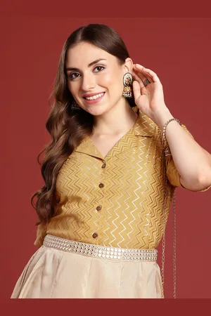 Anouk Geometric Embroidered Cotton Shirt Style Top