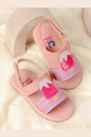 KICKS & CRAWL Girls Hot Pink Candy Open Toe Flats