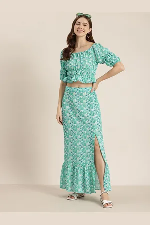 HERE&NOW Printed Top With Maxi Skirt Co-Ords Set