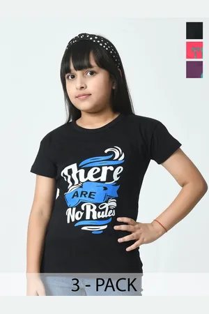 BAESD Girls Typography 4 Printed cotton Slim Fit T-shirt