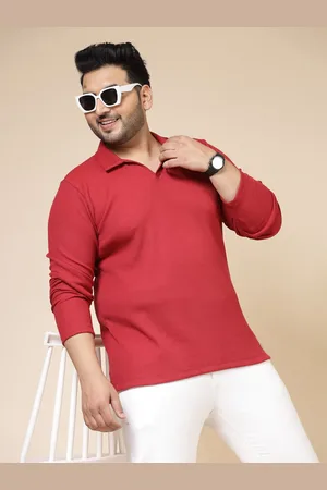 Rigo Men Plus Size Solid Knit Polo Collar Cotton Slim Fit T-shirt