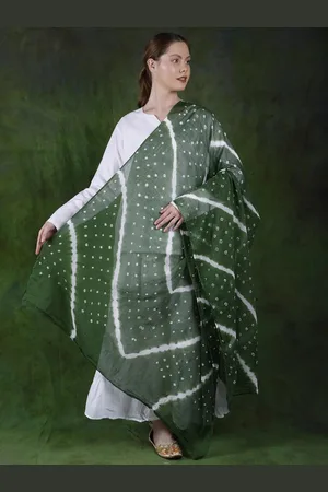 Exotic India Formal Garden Pure Cotton Bandhani Leheria Tie-Dye Dupatta