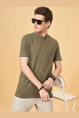 PEOPLE Men Solid Henley Neck T-shirt