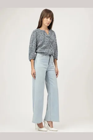 Marks & Spencer Abstract Printed Puffed Sleeves Shirt Style Top