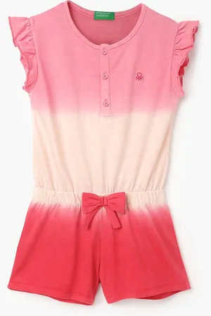 Benetton Girls Colourblocked Pure Cotton Jumpsuit