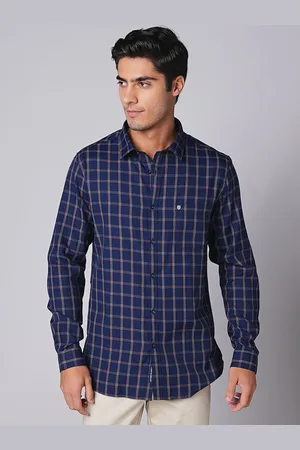 Oxemberg Men Spread Collar Slim Fit Checked Casual Shirt