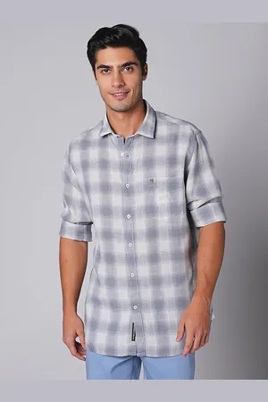 Oxemberg Men Spread Collar Slim Fit Checked Casual Shirt