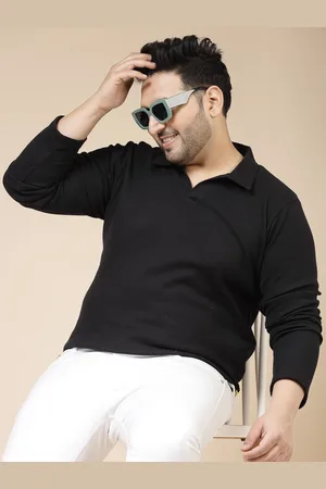 Rigo Men Plus Size Solid Knit Polo Collar Cotton Slim Fit T-shirt