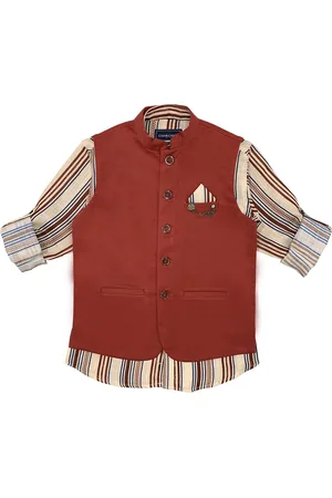 CHARCHIT Boys Maroon Nehru Jacket