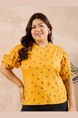 Berrylush Polka Dots Printed Cotton Plus Size Top