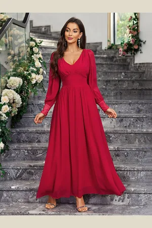 Bebe Women Cuffed Long Sleeves Empire Maxi Dress
