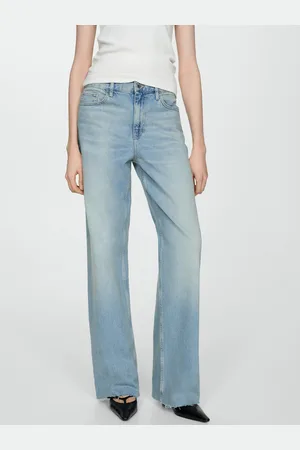 MANGO Women Straight Fit Heavy Fade Stretchable Jeans