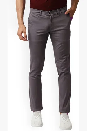 Basics Men Mid-Rise Plain Tapered Fit Cotton Trousers