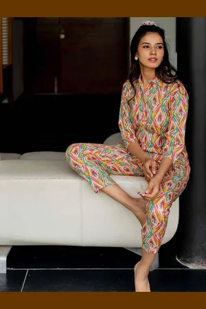 Kalini Printed Shirt Collar Co-Ords